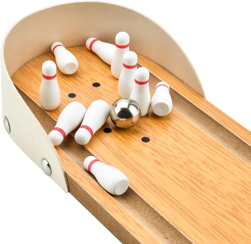 Donse Tabletop Mini Bowling Game Set: Easter Basket Stuffers for Teens Boys Girls Kids Funny White Elephant Gifts for Adults Men Women Wooden Mini Bowling Set for Home Office Desk Toys Stress Relief Gadgets - Image 4